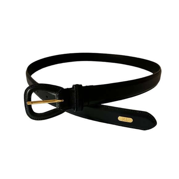Ralph Lauren Accessories - Vintage Ralph Lauren Women's Navy Belt Genuine Leather Fits 28"- 31" Gold Logo